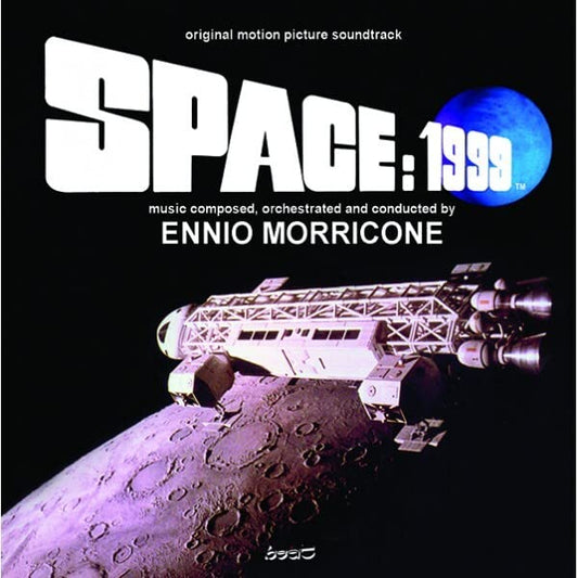 CD cover for "Space: 1999" soundtrack by Ennio Morricone, spaceship image.