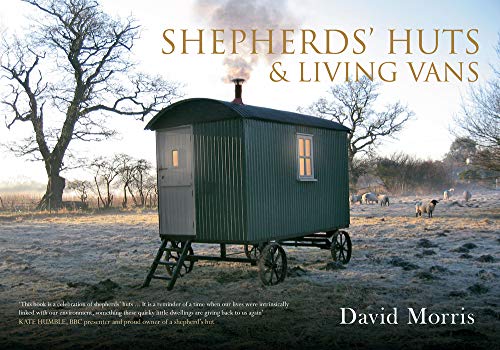 Shepherd’s hut with smoking chimney in a frosty field, book cover.