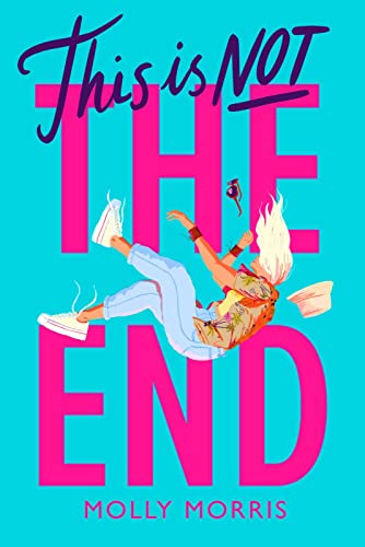 Book cover with falling figure and bold pink text: "This is NOT THE END".