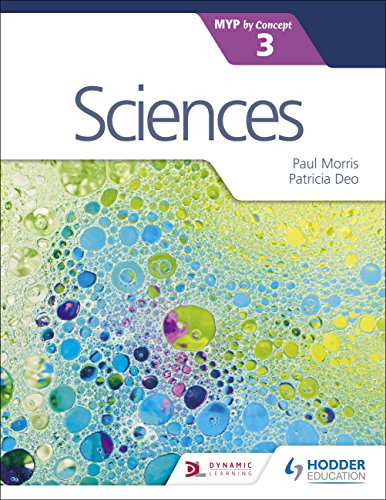 Textbook cover for “Sciences for the IB MYP 3” with cell imagery.