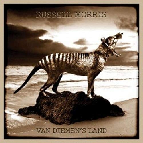 CD cover featuring a sepia-toned image of a Tasmanian tiger on rocks.
