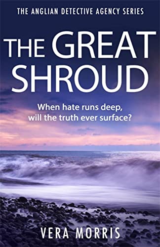 Book cover: “The Great Shroud” with a seascape background.