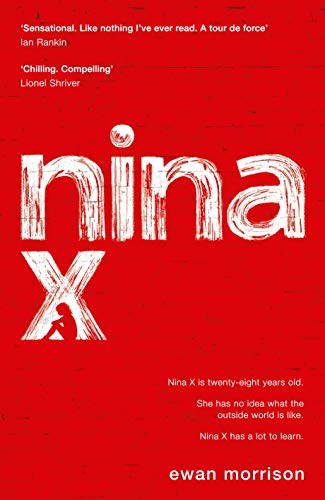 Red book cover with white, textured “nina X” title and silhouette.