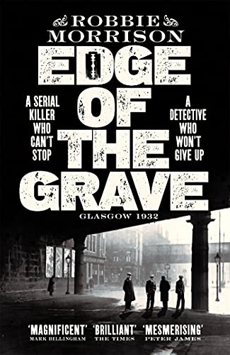 Book cover: "Edge of the Grave" with a Glasgow street scene below text.