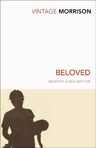 Book cover of Beloved by Toni Morrison featuring a silhouette of a woman and child.