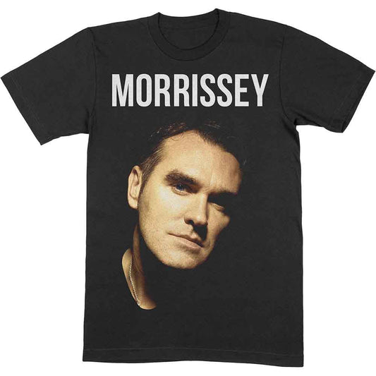 Black Morrissey t-shirt with a portrait of the singer’s face.