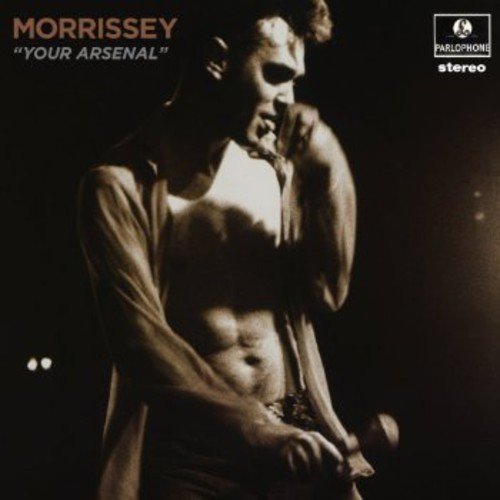 Sepia-toned album cover featuring Morrissey singing into a microphone with his shirt open.