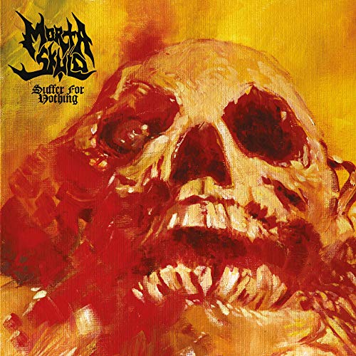 CD cover: Painted skull with red accents and band logo “Morta Skuld”.