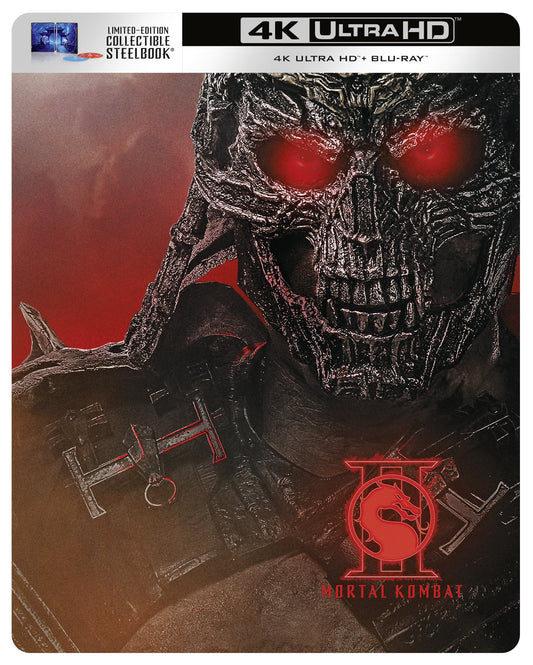 Mortal Kombat II SteelBook Blu-ray cover featuring Shao Kahn with logo.