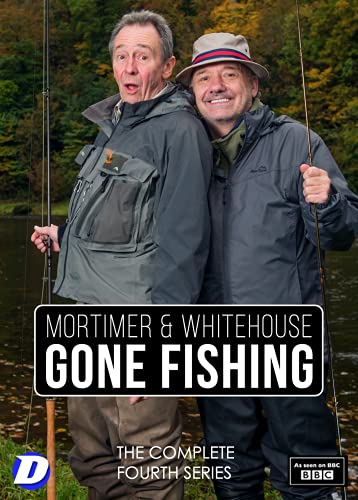 Mortimer & Whitehouse fishing, series four DVD cover with two men smiling.