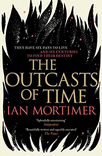 Book cover for The Outcasts of Time by Ian Mortimer with black flame graphics.