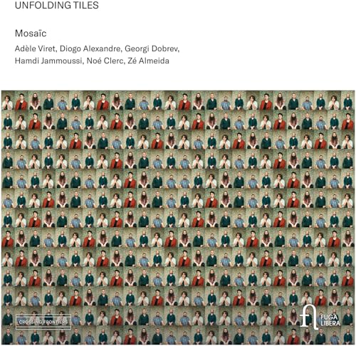 CD cover with a repeating mosaic of portrait photographs.