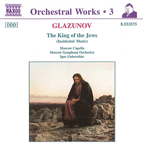 CD cover for Glazunov’s “The King of the Jews” with a seated figure.
