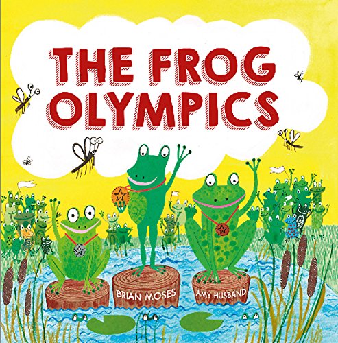 Book cover: colorful cartoon frogs celebrating with sports equipment.