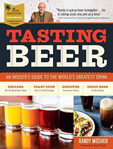 Book cover for Tasting Beer by Randy Mosher featuring glasses of beer and food.