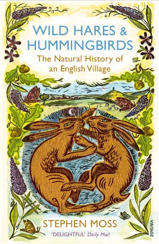 Book cover illustration of two brown hares in a landscape with flowers and insects.