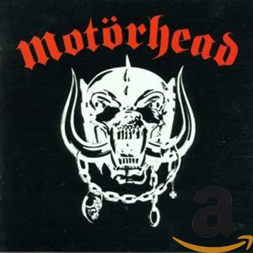 Black CD cover with red "Motörhead" text and a white snarling creature logo.