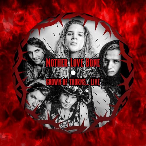Mother Love Bone "Crown Of Thorns" vinyl record with band portrait.