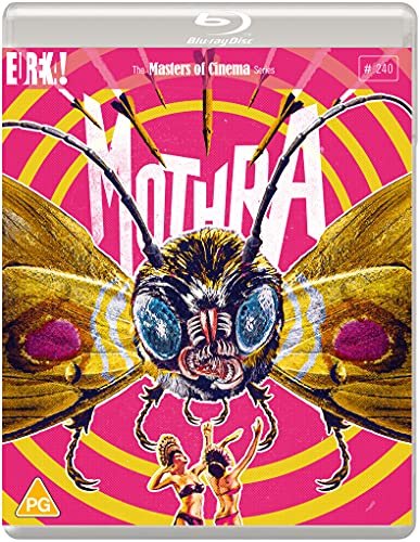 Blu-ray cover for "Mothra" featuring a large moth and people below.