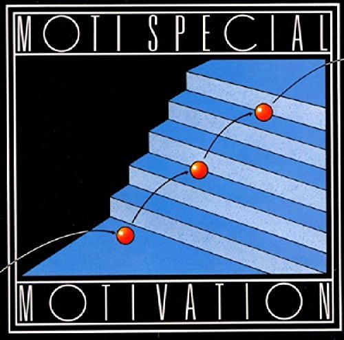 CD cover with abstract blue staircase and red spheres, titled "Motivation".