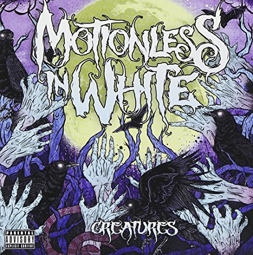 CD cover for Motionless In White’s “Creatures” with hands and crows.