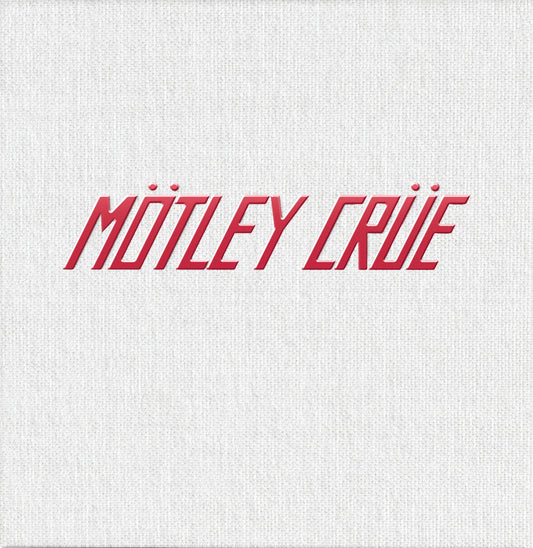 Mötley Crüe" logo in red text on a textured white background.