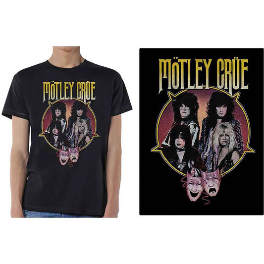 Black t-shirt with a vintage-style Motley Crue band graphic.