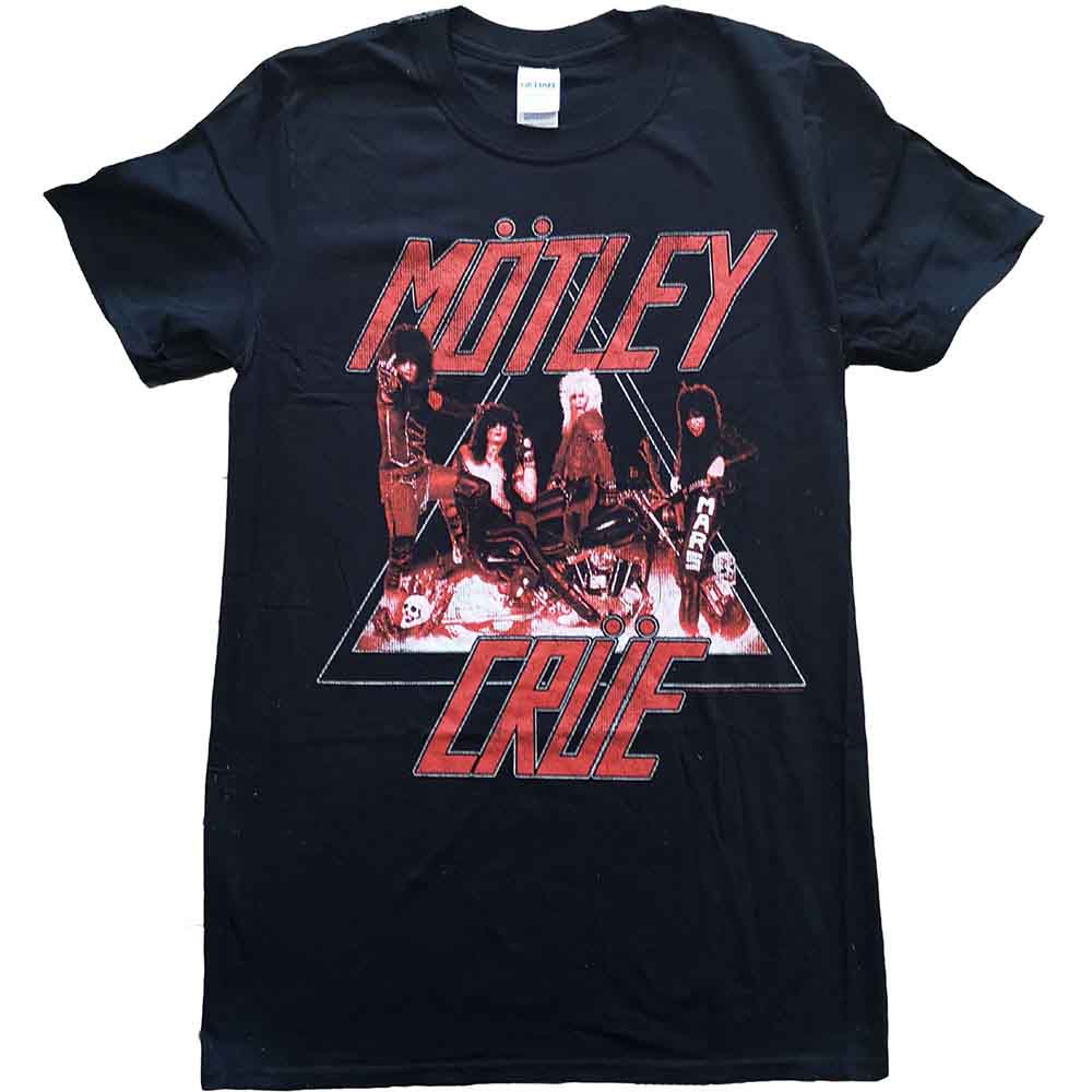 Black t-shirt with a distressed graphic of the band Mötley Crüe.