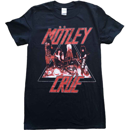 Black t-shirt with a distressed graphic of the band Mötley Crüe.