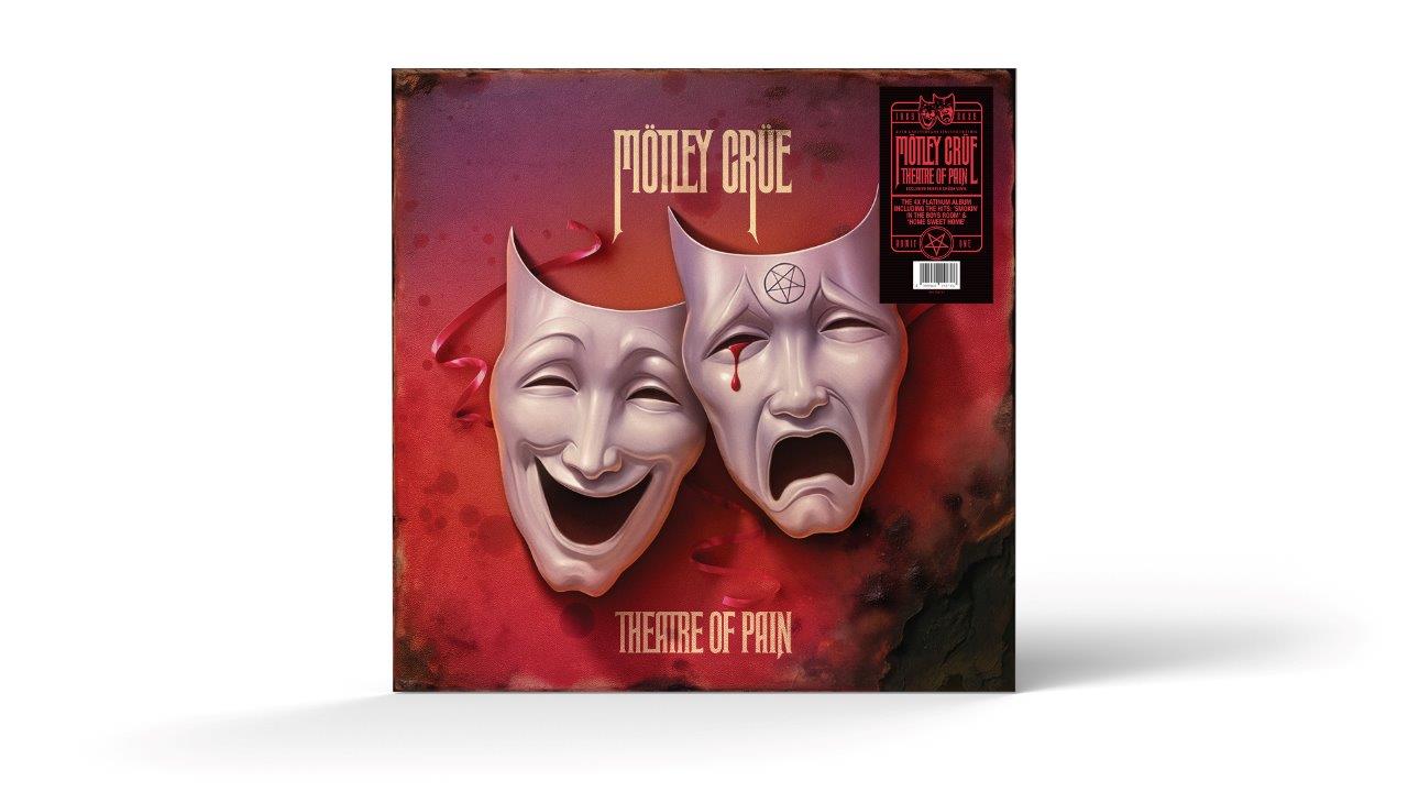 Vinyl album cover featuring two theatrical masks on a red background with band text.