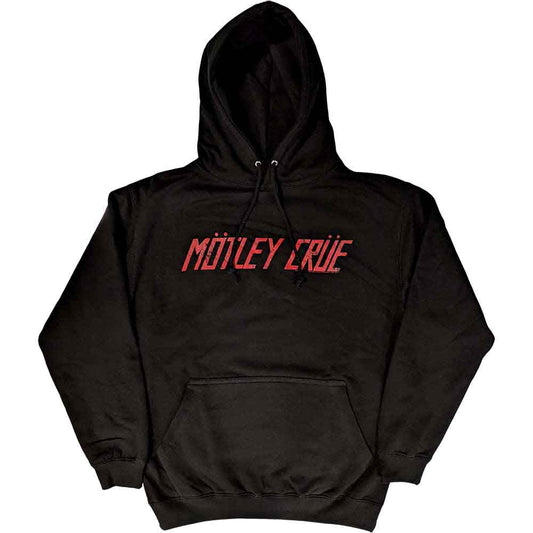 Medium gray hoodie with distressed Motley Crue logo print.