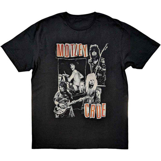 Motley Crue t-shirt, medium size, vintage punk collage design, black.
