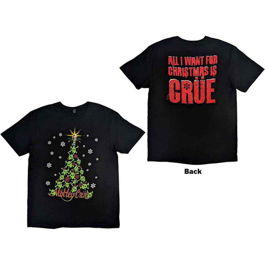 Black t-shirt with Motley Crue "Xmas Crue" back graphic, size X-Large.