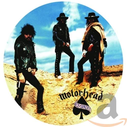 Motörhead's "Ace of Spades" CD cover: three figures in a Western landscape.