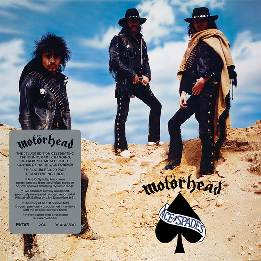 Motorhead's "Ace of Spades" 2CD remastered album cover with band portrait.