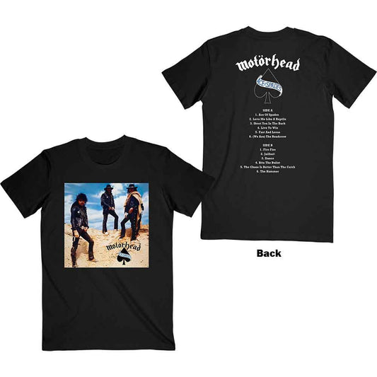 Black t-shirt with Motorhead’s “Ace of Spades” album cover image.