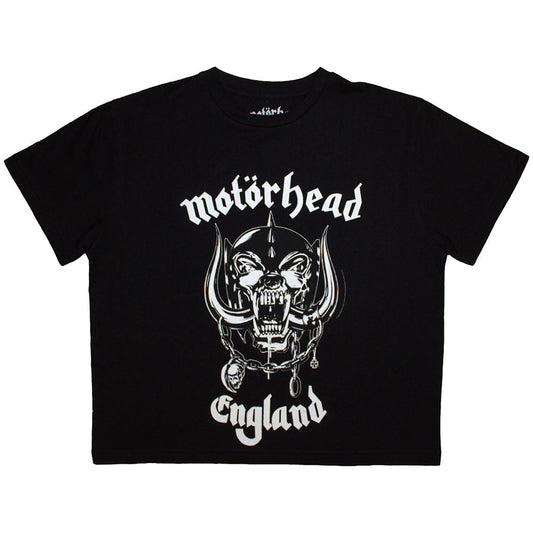 Black cropped t-shirt with Motorhead and England logo, size XX-Large.