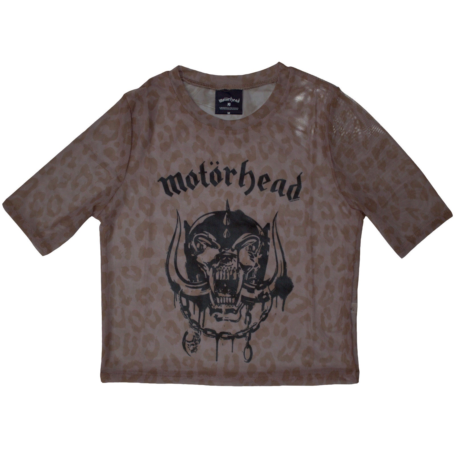 Black mesh crop top with Motorhead’s “Warpig” album artwork, size medium.
