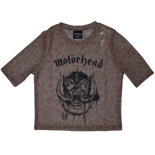 Black mesh crop top with Motorhead’s “Warpig” album artwork, size medium.