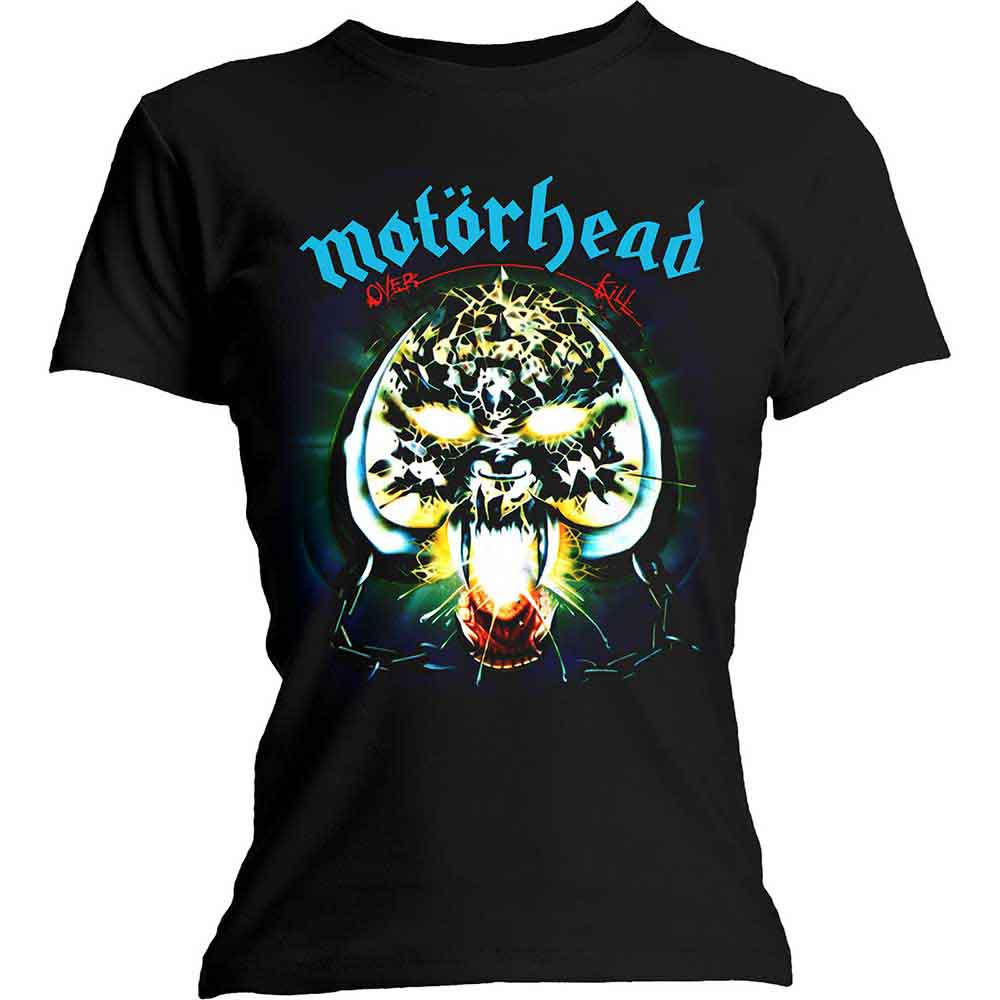 Black women's t-shirt featuring Motorhead's "Overkill" album artwork, size XX-Large.