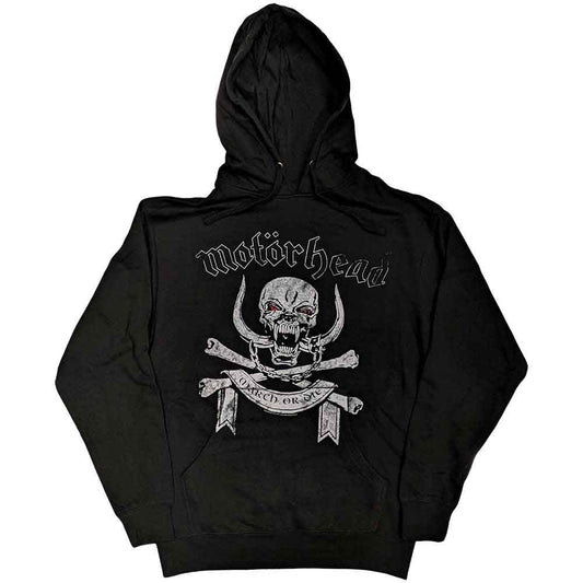 Dark gray hoodie with "March or Die" Motorhead logo, medium size.