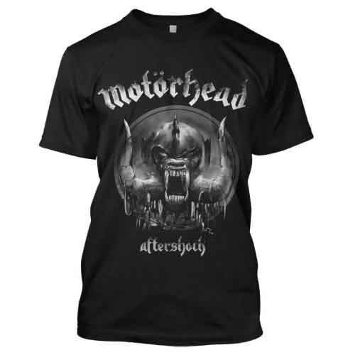 Black Motorhead t-shirt with a snarling, armored face graphic.
