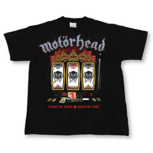 Black Motorhead t-shirt with a slot machine graphic design.