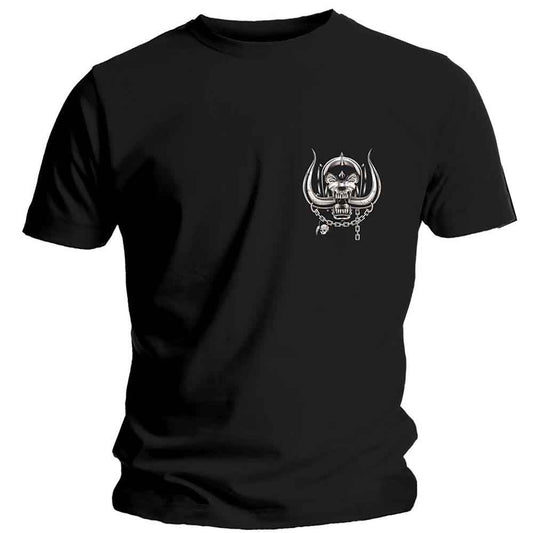 Black Motorhead t-shirt with white "War-Pig" logo centered on chest.