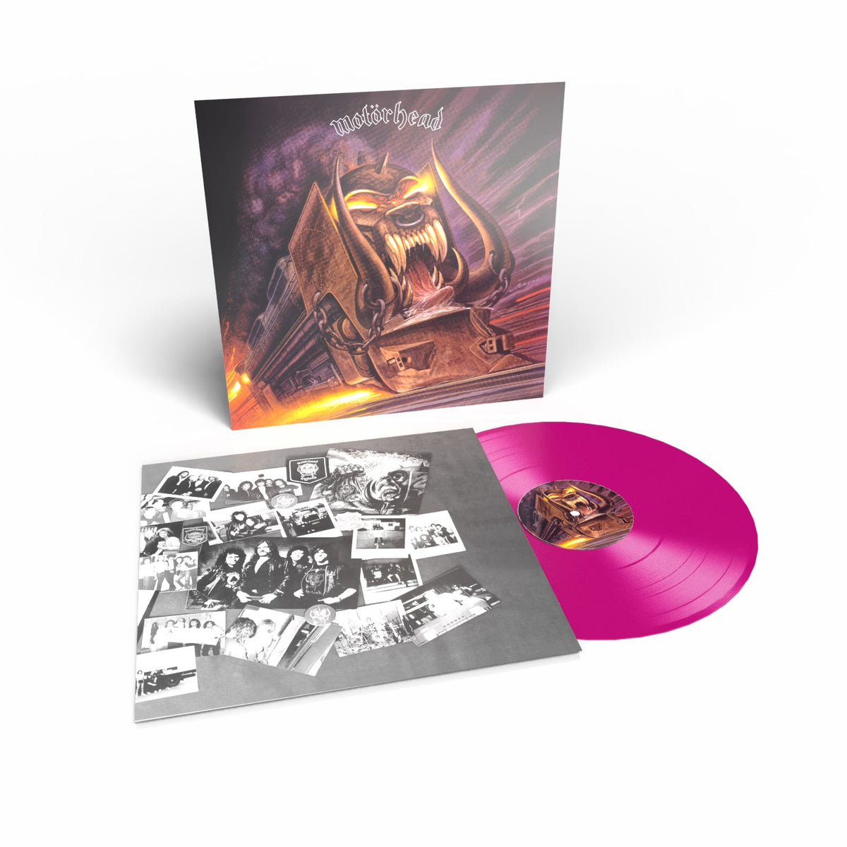 Motorhead “Orgasmatron” 40th Anniversary violet vinyl record and album cover.
