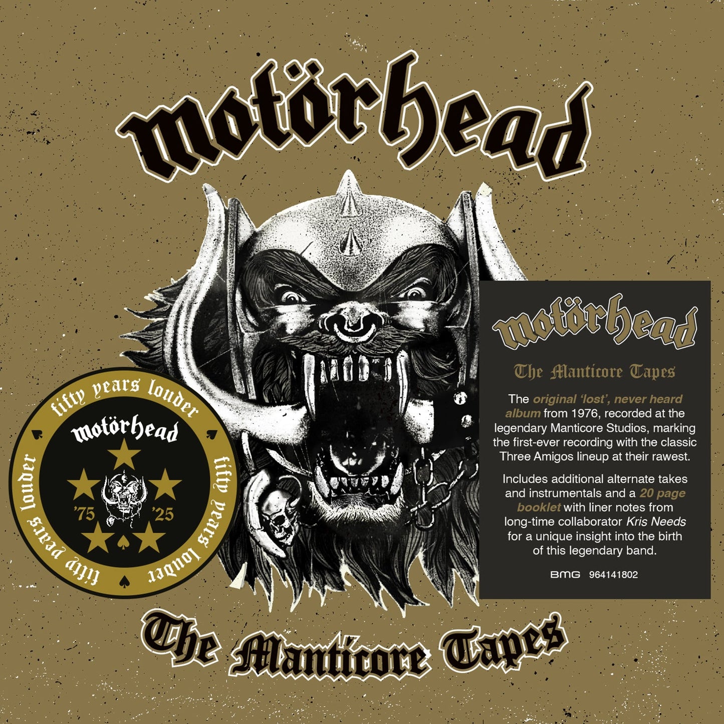 Motorhead “The Manticore Tapes” CD cover with a snarling beast illustration.