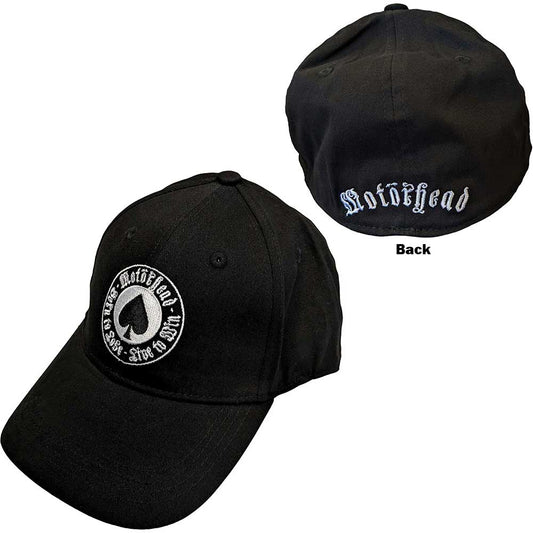 Black baseball cap featuring the Motorhead Born To Lose logo embroidered on the front.