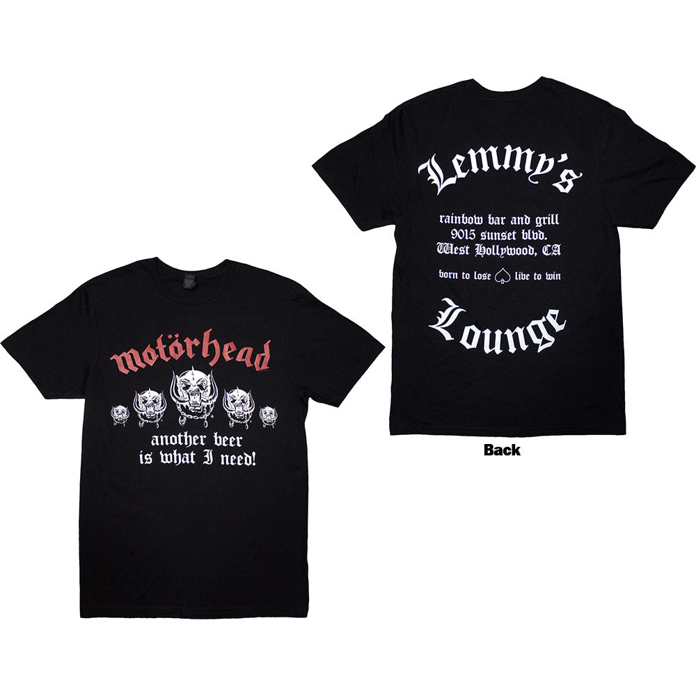 Black Motorhead t-shirt with a back print featuring Lemmy Kilmister imagery.