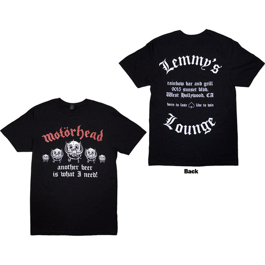 Black Motorhead t-shirt with a back print featuring Lemmy Kilmister imagery.