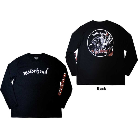 Black long sleeve t-shirt with Motorhead's "Bomber" artwork on back and sleeves.